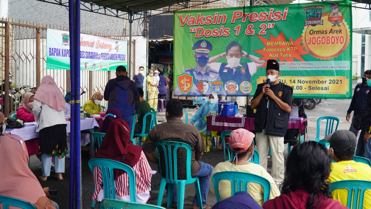 Akselerasi Vaksin Keliling Serentak di 3 Lokasi, Polrestabes Surabaya Gandeng Komunitas Jogoboyo