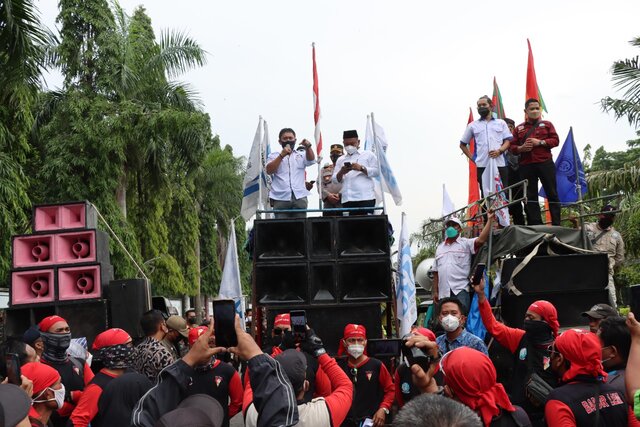 Berkat Sinergitas Semua Pihak Aksi Unjuk Rasa SEKBER DPC SP/SB Gresik Berjalan Lancar