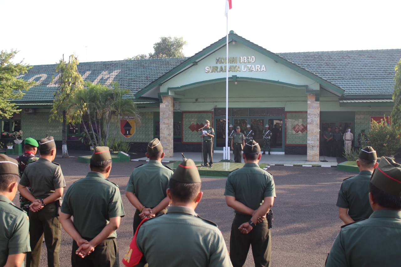 Penekanan Pangdam V/Brw Ke Prajuritnya, Kodim 0830/Surabaya Gelar Upacara Bendera 17-an Bulan Juni