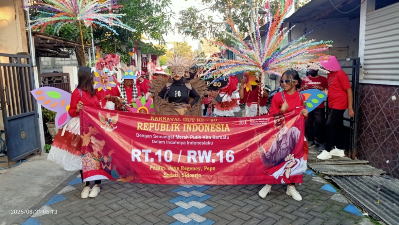 Semarak Karnaval HUT ke-80 RI Warga RT 10 RW 16 Sedati Sidoarjo
